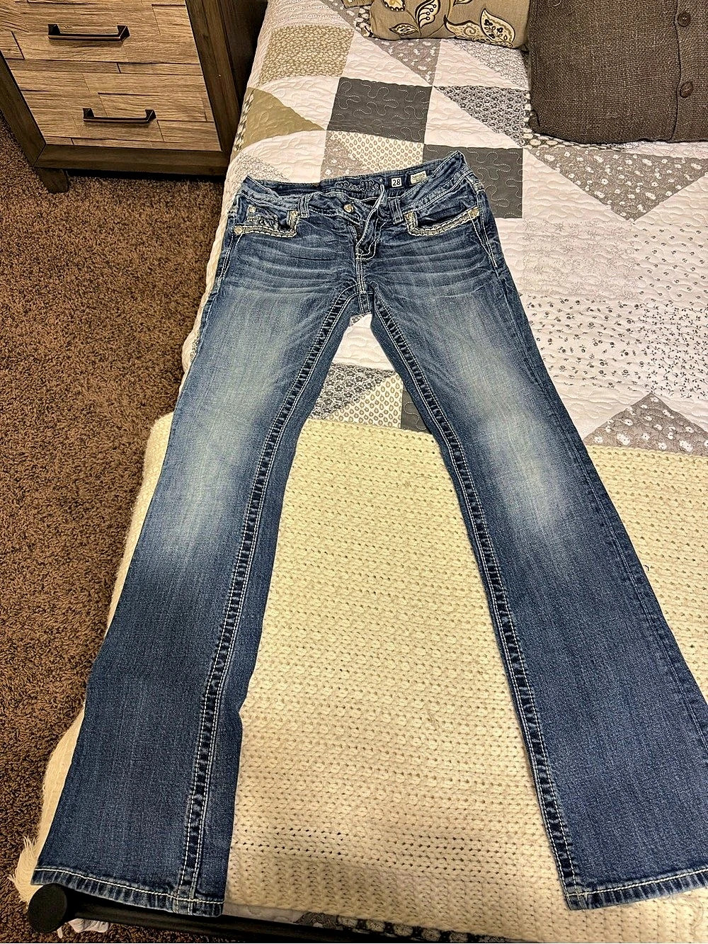 Miss Me JE8003B3L Bootcut Jeans Flare Jeans in Blue Waist 28